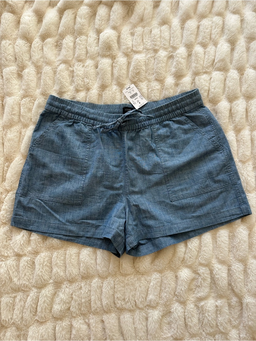J. Crew Factory Chambray Blue Drawstring Shorts